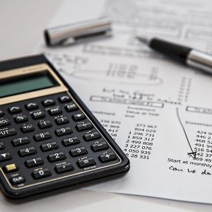Calculator and budget sheet
